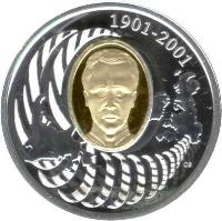 reverse of 5 Dollars - Elizabeth II - 100th Anniversary of the First Trans-Atlantic Radio Signal (2001) coin with KM# 435 from Canada. Inscription: 1901-2001