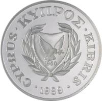 Cyprus coin 1 Pound - III Games of Small States of Europe (1989) obverse obverse of 1 Pound - III Games of Small States of Europe (1989) coin with KM# 63 from Cyprus. Inscription: 1960 CYPRUS.ΚΥΠΡΟΣ.KIBRIS.1989.