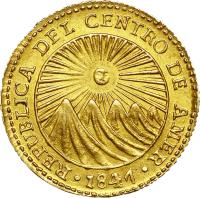Central American Republic coin 1 Escudo (1828 - 1850) obverse obverse of 1 Escudo (1828 - 1850) coin with KM# 14 from Central American Republic. Inscription: REPUBLICA DEL CENTRO DE AMER · 1849 ·