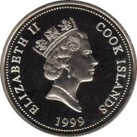 obverse of 1/2 Dollar - Elizabeth II - Garfield (1999) coin with KM# 338 from Cook Islands. Inscription: ELIZABETH II COOK ISLANDS 1999