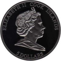 Cook Islands coin 5 Dollars - Elizabeth II - 140th Anniversary of the Pultusk Meteorite (2008) obverse obverse of 5 Dollars - Elizabeth II - 140th Anniversary of the Pultusk Meteorite (2008) coin with KM# 618 from Cook Islands. Inscription: ELIZABETH II COOK ISLANDS 5 DOLLARS