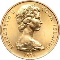 Cook Islands coin 100 Dollars - Elizabeth II - 100th Anniversary of the Birth of Winston Churchill (1974) obverse obverse of 100 Dollars - Elizabeth II - 100th Anniversary of the Birth of Winston Churchill (1974) coin with KM# 12 from Cook Islands. Inscription: ELIZABETH II COOK ISLANDS 1974