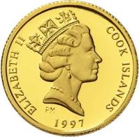 obverse of 25 Dollars - Elizabeth II - Endangered Wildlife: Eagle (1990 - 1997) coin with KM# 86 from Cook Islands. Inscription: ELIZABETH II COOK ISLANDS PM 1997