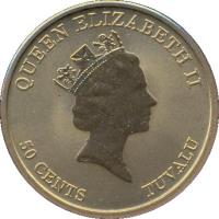 obverse of 50 Cents - Elizabeth II - 2007 Grand Sumo Tournament, Hawaii (2007) coin with KM# 237 from Tuvalu. Inscription: QUEEN ELIZABETH II 50 CENTS 2007