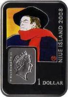 obverse of 1 dollar - Elizabeth II - Famous Painters: Henri De Toulouse-Lautrec (2008) coin with KM# 211 from Niue. Inscription: 1 DOLLAR NIUE ISLAND 2008 ELIZABETH II