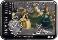 obverse of 1 dollar - Elizabeth II - Famous Painters: Diego Velazquez (2011) coin with KM# 585 from Niue. Inscription: 1 dollar NIUE ISLAND ELIZABETH II 2011