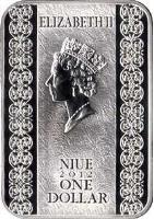 Niue coin 1 Dollar - Elizabeth II - Saint Ksenia of Petersburg (2012) obverse obverse of 1 Dollar - Elizabeth II - Saint Ksenia of Petersburg (2012) coin with KM# 764 from Niue. Inscription: ELIZABETH II NIUE 2012 ONE DOLLAR