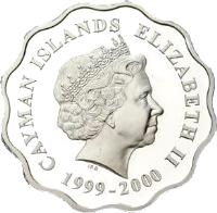 Cayman Islands coin 2 Dollars - Elizabeth II - Millennium (1999 - 2000) obverse obverse of 2 Dollars - Elizabeth II - Millennium (1999 - 2000) coin with KM# 130 from Cayman Islands. Inscription: CAYMAN ISLANDS ELIZABETH II IRB 1999-2000
