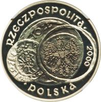 Poland coin 10 Zlotych - 1000th Anniversary of Gniezno Convention (2000) obverse obverse of 10 Zlotych - 1000th Anniversary of Gniezno Convention (2000) coin with Y# 381 from Poland. Inscription: RZECZPOSPOLITA POLSKA 2000