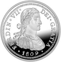 reverse of 10 Euro - Juan Carlos I - Bicentenary of the Australian Holey Dollar and Dump (2013) coin with KM# 1285 from Spain. Inscription: FERDIN*VII* DEI*GRATIA 1809
