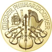 reverse of 4 Euro - Vienna Philharmonic (2014) coin with KM# 3226 from Austria. Inscription: WIENER PHILARMONIKER