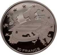 reverse of 10 Francs - European Union (2003) coin from Congo - Democratic Republic. Inscription: € 10 FRANCS