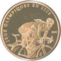 Congo - Democratic Republic coin 10 Francs - 2008 Summer Olympics, Beijing: Biking (2006) reverse reverse of 10 Francs - 2008 Summer Olympics, Beijing: Biking (2006) coin from Congo - Democratic Republic. Inscription: JEUX OLYMPIQUES EN 2008 2006