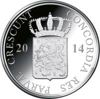 Netherlands coin 1 Ducat - Willem-Alexander - Flevoland (2014) reverse reverse of 1 Ducat - Willem-Alexander - Flevoland (2014) coin with KM# 352 from Netherlands. Inscription: CONCORDIA RES PARVAE CRESCUNT 2014