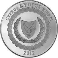 obverse of 5 Euro - Cyprus Presidency of the Council of the EU (2012) coin with KM# 98 from Cyprus. Inscription: CYPRUS ΚΥΠΡΟΣ KIBRIS 1960 2012