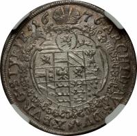Austria coin 1 Taler - Leopold I - Graz mint (1675 - 1694) reverse reverse of 1 Taler - Leopold I - Graz mint (1675 - 1694) coin with KM# 1279 from Austria.