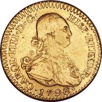 Bolivia coin 1 Escudo - Carlos IV (1791 - 1808) obverse obverse of 1 Escudo - Carlos IV (1791 - 1808) coin with KM# 78 from Bolivia. Inscription: CAROL · IIII · D · G · HISP · ET IND · R · Rev