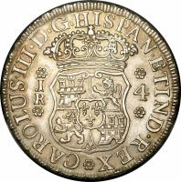 obverse of 4 Reales - Carlos III (1767 - 1770) coin with KM# 49 from Bolivia.