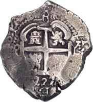 Bolivia coin 8 Reales - Felipe V (1725 - 1727) obverse obverse of 8 Reales - Felipe V (1725 - 1727) coin with KM# 35 from Bolivia.