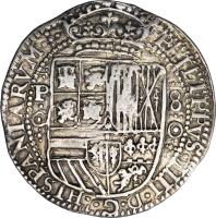 obverse of 8 Reales - Felipe IV (1649) coin with KM# 19b from Bolivia.