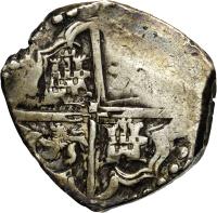 Bolivia coin 4 Reales - Felipe III (1596 - 1605) reverse reverse of 4 Reales - Felipe III (1596 - 1605) coin with KM# 9 from Bolivia.