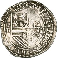 Bolivia coin 8 Reales - Felipe II (1574 - 1586) obverse obverse of 8 Reales - Felipe II (1574 - 1586) coin with KM# 5 from Bolivia.