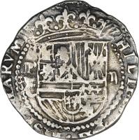 obverse of 2 Reales - Felipe II (1574 - 1579) coin with KM# 3 from Bolivia.