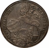 reverse of 1 Taler - Franz Anton von Harrach (1712 - 1722) coin with KM# 311 from Austrian States. Inscription: S RUDBERTUS EPS SALISB 1714
