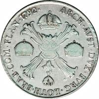 Italian States coin 1 Crocione - Franz II (1792 - 1798) reverse reverse of 1 Crocione - Franz II (1792 - 1798) coin with KM# 239 from Italian States. Inscription: ARCH · AVST · DVX · BVRG · LOTH · BRAB · COM · FLAN · 1792 ·