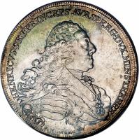 Austrian States coin 1 Konventionstaler - Heinrich (1762) obverse obverse of 1 Konventionstaler - Heinrich (1762) coin with KM# 4 from Austrian States. Inscription: HENRICVS S R I PRINCEPS AVRSPERG DVX MINSTERBER
