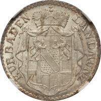German States coin 6 Kreuzer - Karl Ludwig Friedrich (1804 - 1805) obverse obverse of 6 Kreuzer - Karl Ludwig Friedrich (1804 - 1805) coin with KM# 138 from German States. Inscription: KUR BADEN LAND MUNZ