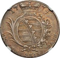 German States coin 1/2 Taler - Ernst Ludwig II (1774 - 1776) reverse reverse of 1/2 Taler - Ernst Ludwig II (1774 - 1776) coin with KM# 331 from German States. Inscription: 17 / 74 XX. EINE FEINE MARK.