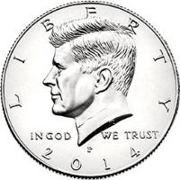 United States coin 1/2 Dollar - 50th Anniversary of Kennedy Half Dollar (2014) obverse obverse of 1/2 Dollar - 50th Anniversary of Kennedy Half Dollar (2014) coin with KM# A202b.1 from United States. Inscription: LIBERTY . IN GOD WE TRUST