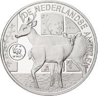 reverse of 25 Gulden - Beatrix - World Wildlife Fund (1998) coin with KM# 44 from Netherlands Antilles. Inscription: DE NEDERLANDSE ANTILLEN WWF