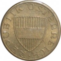 obverse of 50 Groschen (1959 - 2001) coin with KM# 2885 from Austria. Inscription: REPUBLIK ÖSTERREICH