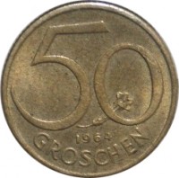 Austria coin 50 Groschen (1959 - 2001) reverse reverse of 50 Groschen (1959 - 2001) coin with KM# 2885 from Austria. Inscription: 50 GROSCHEN 1991