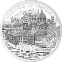 obverse of 10 Euro - Salzburg (2014) coin with KM# 3232a from Austria. Inscription: REPUBLIK ÖSTERREICH 2014 10 EURO SALZBURG