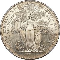 reverse of 2 Taler - Ludwig I - Birth of Two Grandsons (1845) coin with KM# 821 from German States. Inscription: LUDWIG ERBPRINZ V.B. GEB. 25. AUGUST LUDWIG KOEN. PRINZ V.B. GEB. 7. JANUAR 1845
