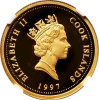 Cook Islands coin 50 Dollars - Elizabeth II - Christmas (1997) obverse obverse of 50 Dollars - Elizabeth II - Christmas (1997) coin with KM# 926 from Cook Islands. Inscription: ELIZABETH II COOK ISLANDS RDM 1997