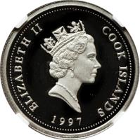 Cook Islands coin 50 Dollars - Elizabeth II - Christmas (1997) obverse obverse of 50 Dollars - Elizabeth II - Christmas (1997) coin from Cook Islands. Inscription: ELIZABETH II COOK ISLANDS RDM 1997