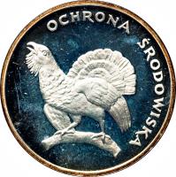 Poland coin 100 Złotych - Environment Protection: Cappercaillie (1980) reverse reverse of 100 Złotych - Environment Protection: Cappercaillie (1980) coin with Y# 121 from Poland.