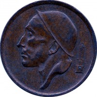 obverse of 20 Centimes - Baudouin I - Dutch text (1954 - 1960) coin with KM# 147 from Belgium. Inscription: RAU