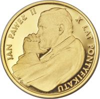 reverse of 5000 Złotych - 10th Anniversary of the Election of Pope John Paul II (1988) coin with Y# 176 from Poland.