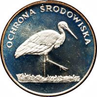 Poland coin 100 Złotych - Environment Protection: White Stork (1982) reverse reverse of 100 Złotych - Environment Protection: White Stork (1982) coin with Y# 141 from Poland.