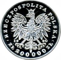 obverse of 200000 Złotych - Tadeusz Kościuszko (1990) coin with Y# 203 from Poland.