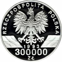 Poland coin 300000 Złotych - Environment Protection: Barn Swallow (1993) obverse obverse of 300000 Złotych - Environment Protection: Barn Swallow (1993) coin with Y# 248 from Poland. Inscription: RZECZPOSPOLITA POLSKA 1993 300000 ZŁ