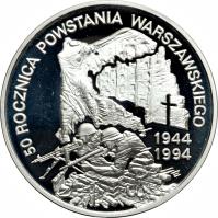 reverse of 300000 Złotych - 50th Anniversary of the Warsaw Uprising (1994) coin with Y# 269 from Poland. Inscription: 50 ROCZNICA POWSTANIA WARSZAWSKIEGO 1944 1994