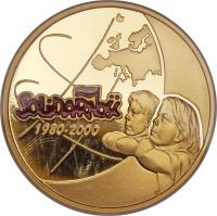 Poland coin 200 Złotych - 20th Anniversary of Solidarność (2000) reverse reverse of 200 Złotych - 20th Anniversary of Solidarność (2000) coin with Y# 397 from Poland.