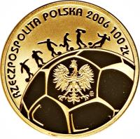 Poland coin 100 Złotych - 2006 World Cup, Germany (2005) obverse obverse of 100 Złotych - 2006 World Cup, Germany (2005) coin with Y# 581 from Poland.