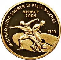 Poland coin 100 Złotych - 2006 World Cup, Germany (2005) reverse reverse of 100 Złotych - 2006 World Cup, Germany (2005) coin with Y# 581 from Poland.